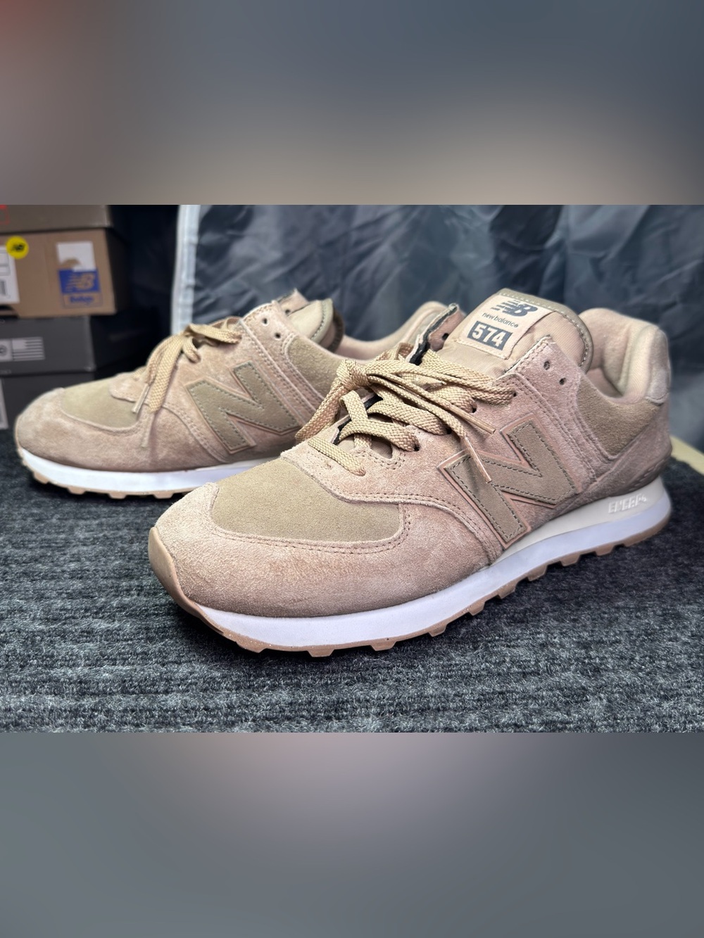 New Balance 574 ‘Flat Taupe’ Size Women 11 /Men 9.5 Brown Suede Unisex Sneakers